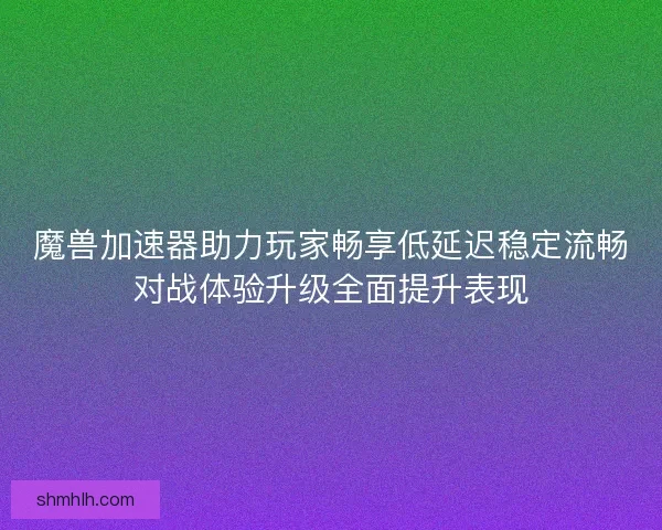 魔兽加速器助力玩家畅享低延迟稳定流畅对战体验升级全面提升表现